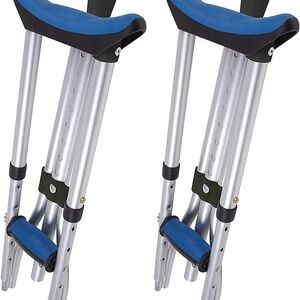 Carex Folding Adjustable Blue and Silver Crutches